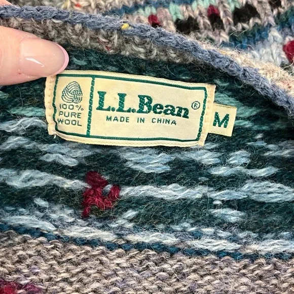 Vtg LL Bean Cardigan Womens Medium Wool Animal 80s Prairie Scottie Dog - Picture 10 of 10